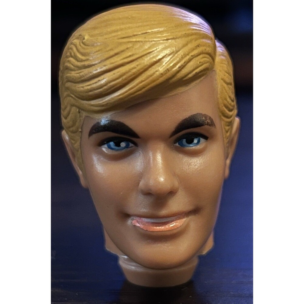 VTG 1968 Mattel Ken Doll Head Only Blonde Blue Eyes Replacement OOAK Toy Part